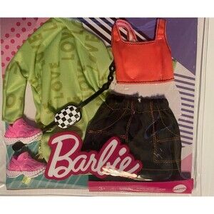Barbie Fashions 2 Outfits Dress Shirt & Shorts Outfits with Accessories New